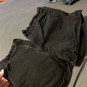 High rise black jean shorts